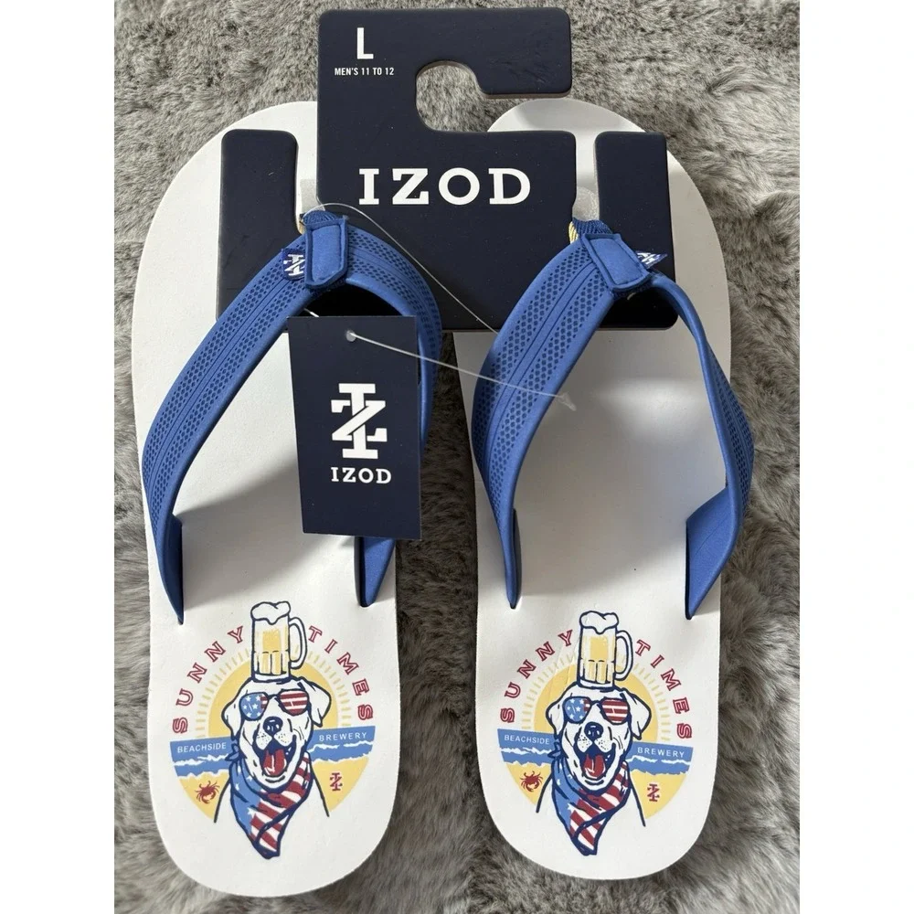 Izod flip flop beach pool shoes size L 11-12 New